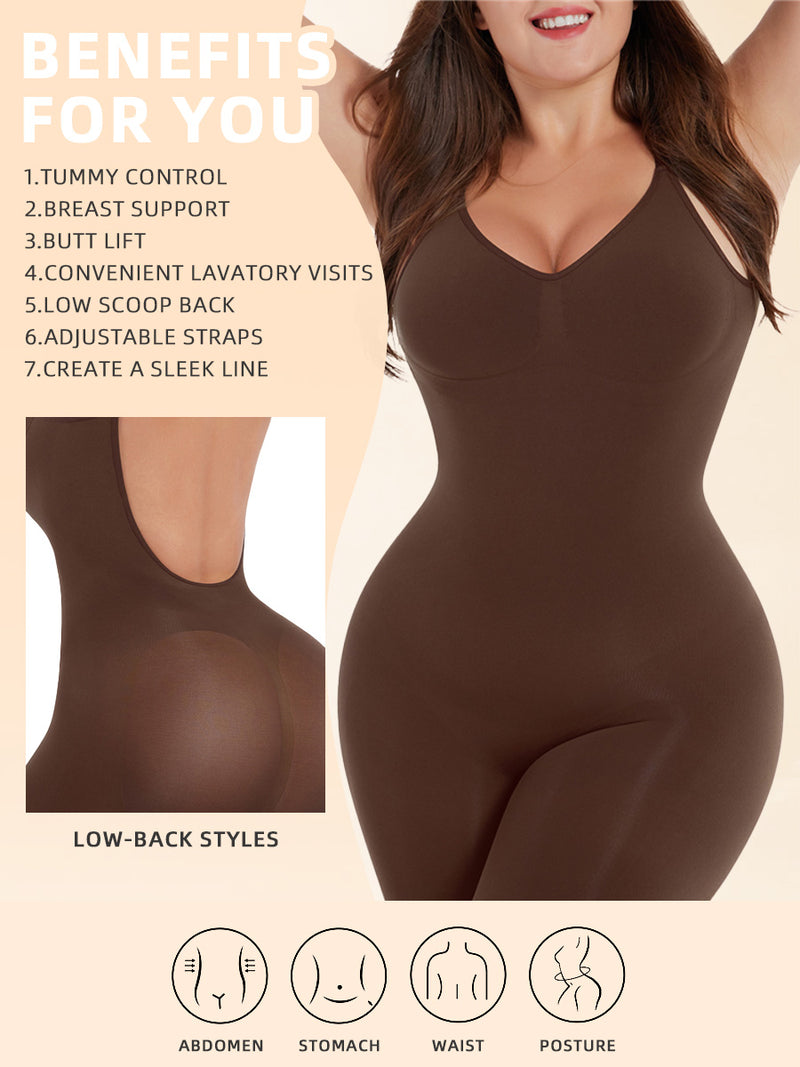 Simple Waist Fitted Belly Contracting And Hip Lifting Exposed Back Beauty Back Boxer Jumpsuit