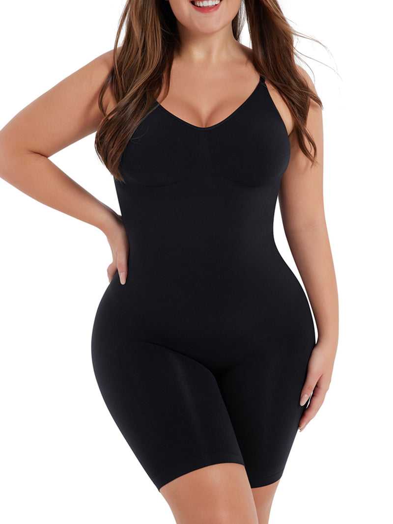 Simple Waist Fitted Belly Contracting And Hip Lifting Exposed Back Beauty Back Boxer Jumpsuit